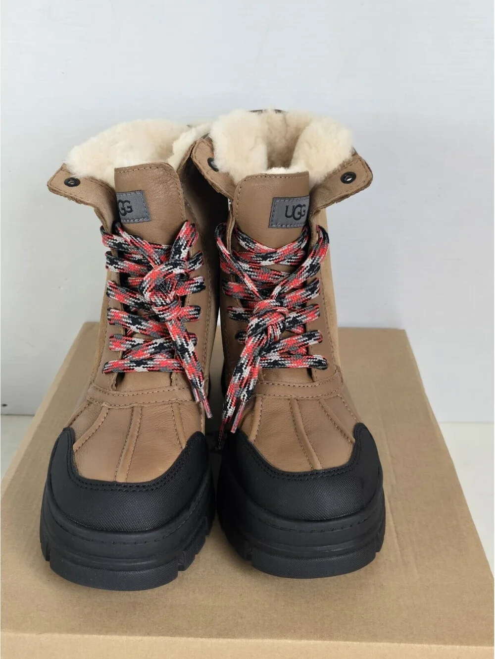 UGG Ashton Addie Chestnut Waterproof Leather Short Snow Boots Size 9 Women NIB